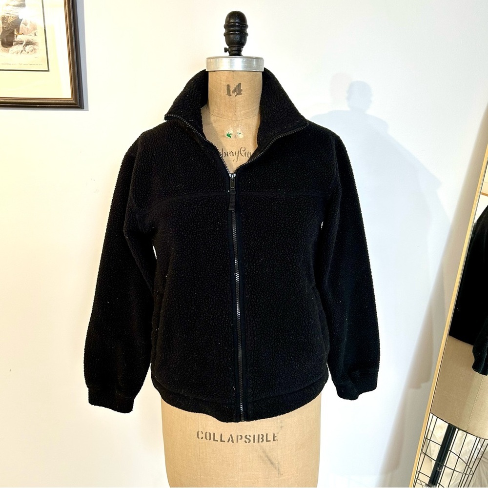 GAP Women’s Black Teddy Fleece Zip Up Jacket Sz S